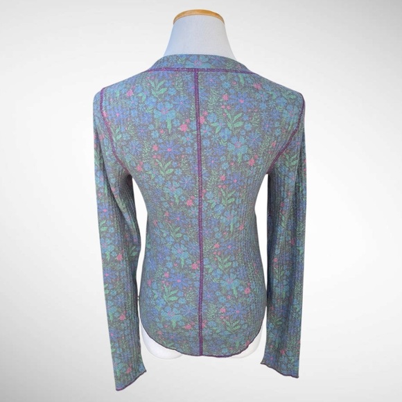 Natural Life Reagan Thermal Floral Henley *RUNS SMALL* Long Sleeves Snap Front - Picture 5 of 14